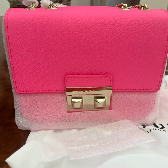 NWT Furla Mini Crossbody Bella Fuxia Fluo - Picture 2 of 7